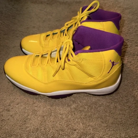 Like New Custom Yellow and Purple 11s  Size 10 - Picture 3 of 6